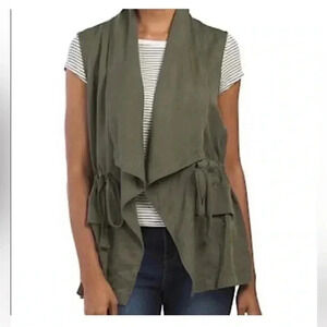 [M]Sanctuary Olive Green Casual Vest with Drawstring Closure-  100%Tencel